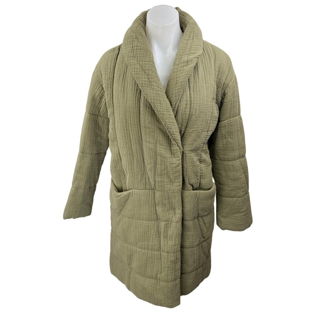 Madewell Dumont Lightspun Khaki Button Pockets Quilted Blazer Coat Jacket Sz XS